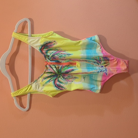 FARM RIO One Piece Bathing Suit Tropical Scene with Zipper Size Medium - Picture 1 of 7